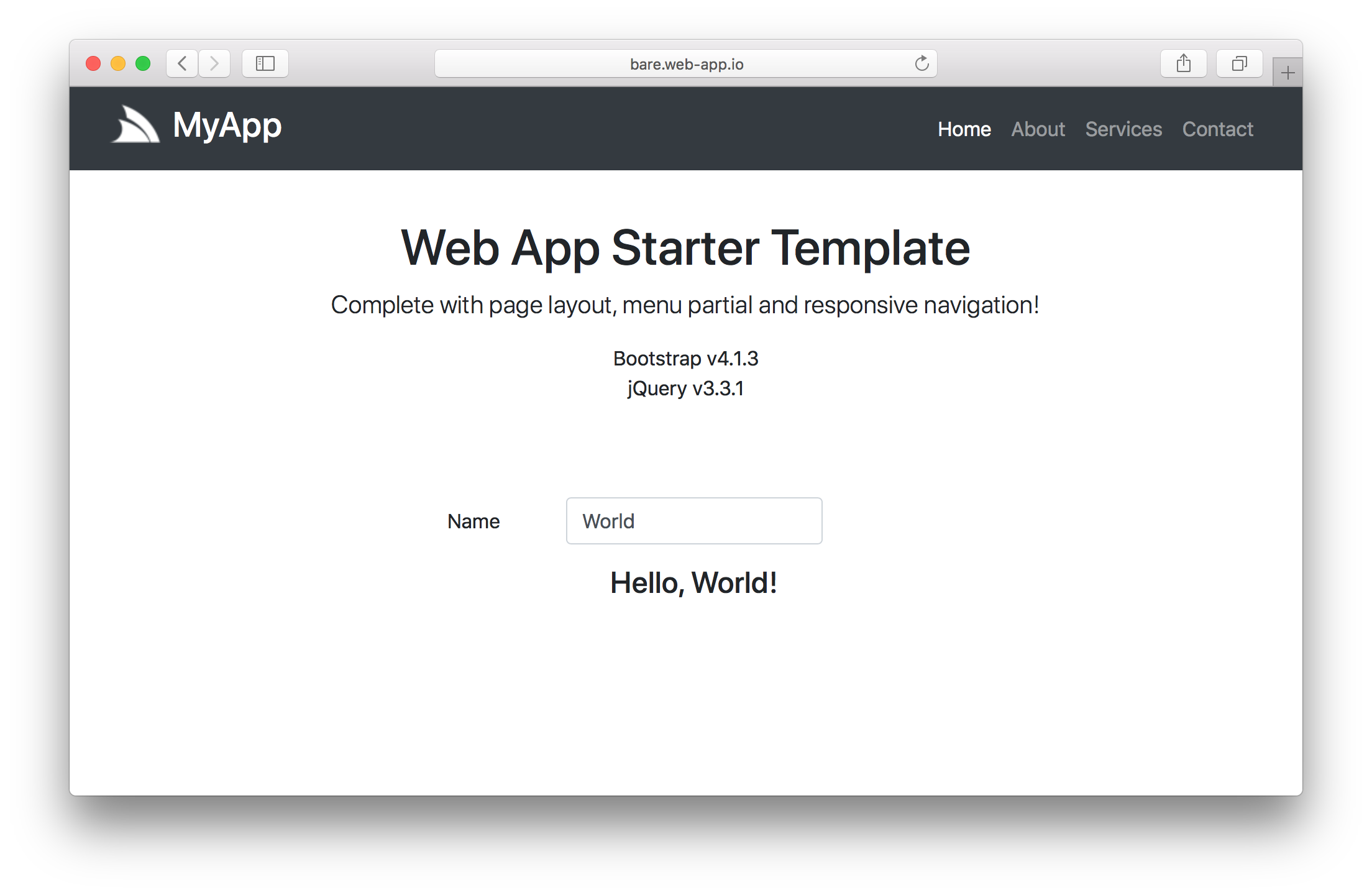 Bare WebApp screenshot